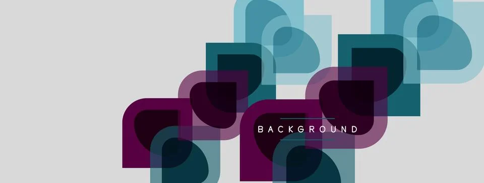 Abstract geometric shapes overlap, creating layered visual effect. Colors Stock Illustration
