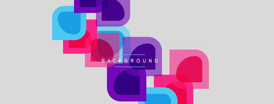 Abstract geometric shapes overlap, creating vibrant color gradients. Backgrou Stock Illustration