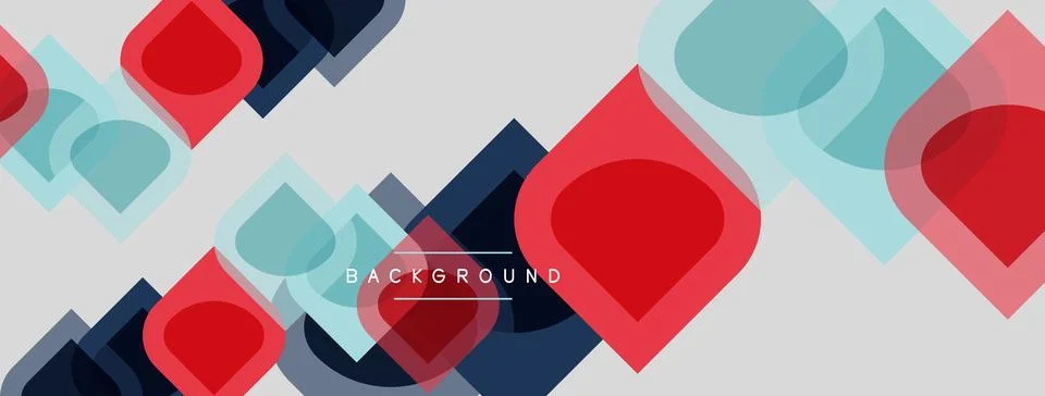 Abstract geometric shapes overlap, creating dynamic visual texture. Red, blue Stock Illustration