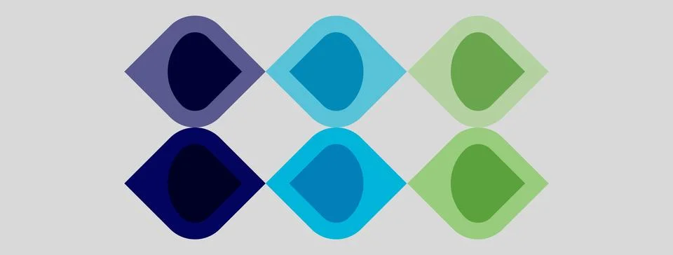 Abstract geometric shapes overlap, creating dynamic visual pattern. Blue, p.. Stock Illustration