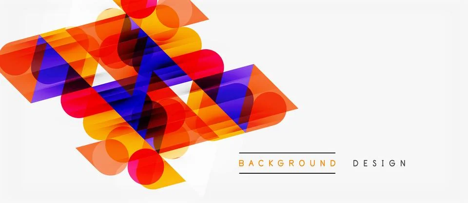 Abstract geometric shapes overlap, creating vibrant color composition. Modern Stock Illustration