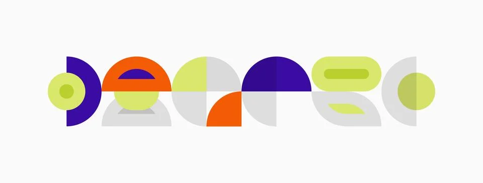 Abstract geometric shapes overlap, creating colorful composition. Minimalist Stock Illustration