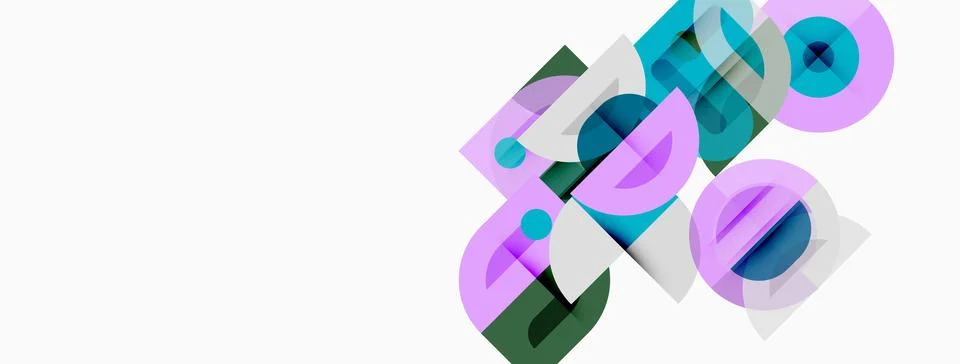 Abstract geometric shapes overlap, creating layered visual effect. Colors Stock Illustration