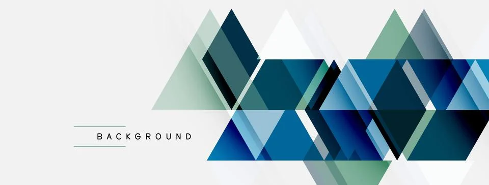 Abstract geometric shapes overlap, creating modern background. Blue, green hu Stock Illustration