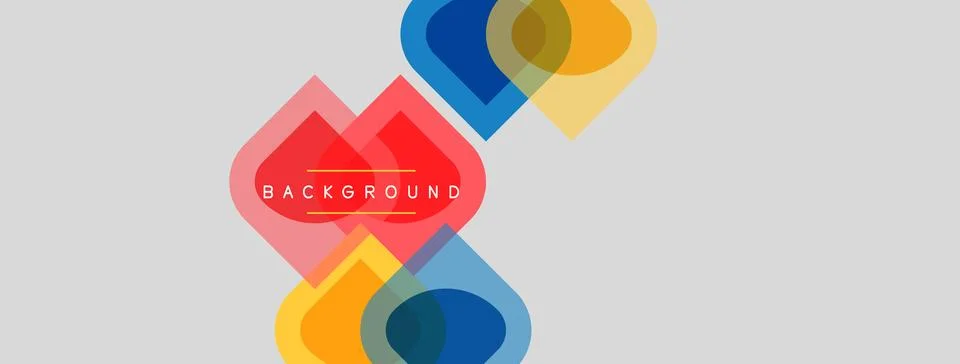 Abstract geometric shapes overlap, creating vibrant color composition. Text Stock Illustration