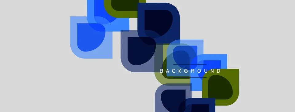 Abstract geometric shapes overlap, creating layered visual effect. Light blue Stock Illustration