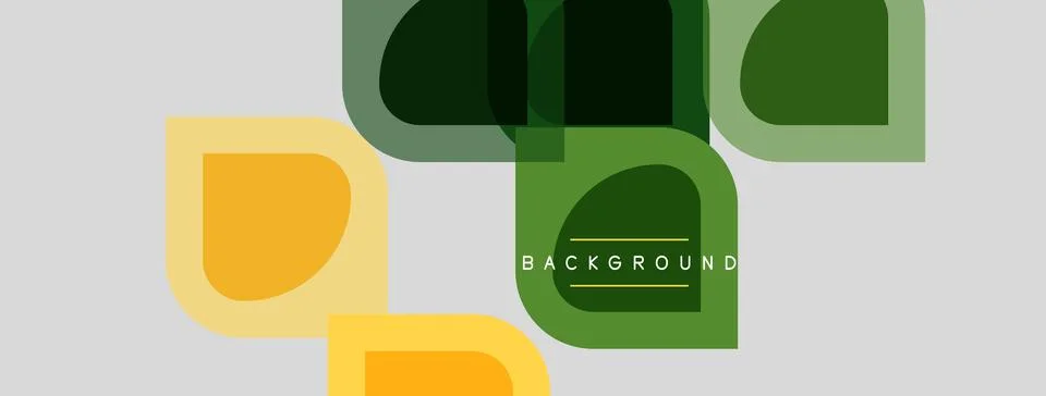 Abstract geometric shapes overlap, creating layered visual effect. Yellow, .. Stock Illustration