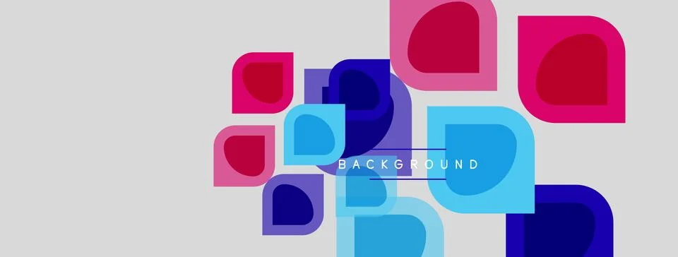 Abstract geometric shapes overlap, creating vibrant color blocks. Background Stock Illustration