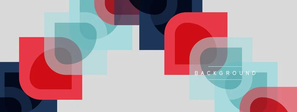 Abstract geometric shapes overlap, creating colorful layered design. Soft hue Stock Illustration