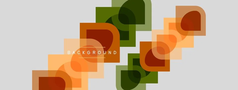 Abstract geometric shapes overlap, creating dynamic visual texture. Warm colo Stock Illustration