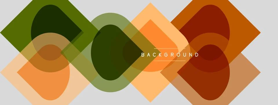 Abstract geometric shapes overlap, creating layered visual effect. Warm color Stock Illustration