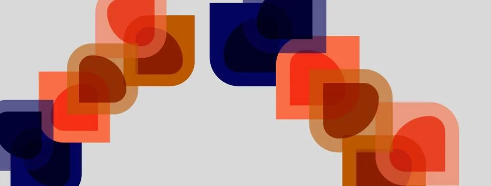 Abstract geometric shapes overlap, creating warm, cool color contrasts. Stock Illustration