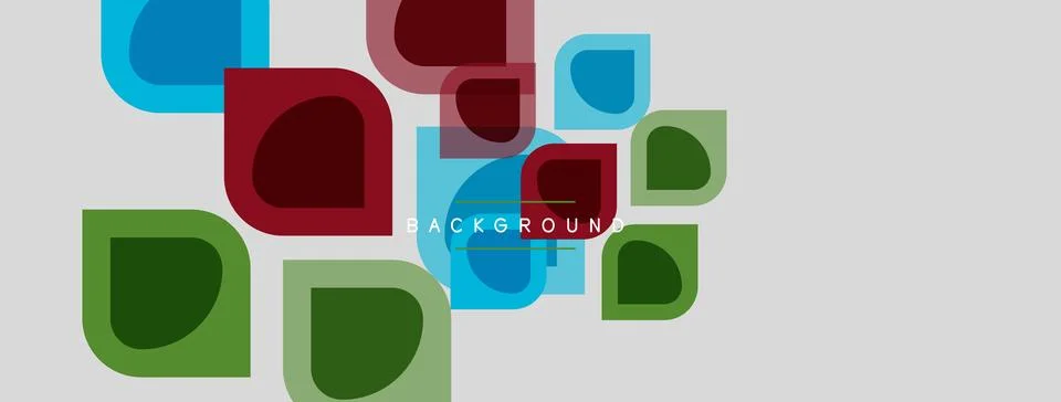 Abstract geometric shapes overlap, creating colorful background. Rounded sq.. Stock Illustration