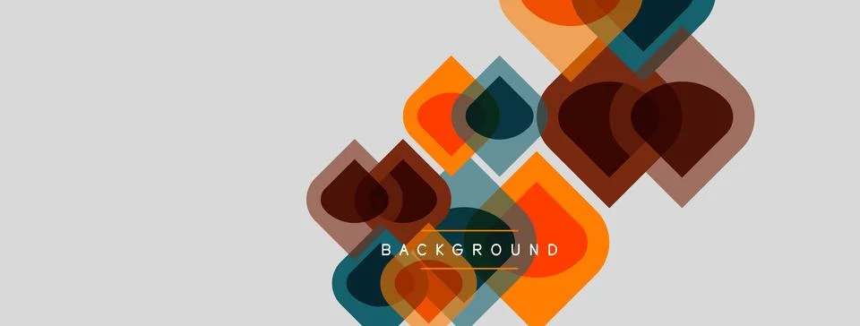 Abstract geometric shapes overlap, creating modern design. Colors include o.. イラスト素材