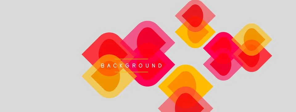 Abstract geometric shapes overlap, creating vibrant color gradients. Backgrou Stock Illustration