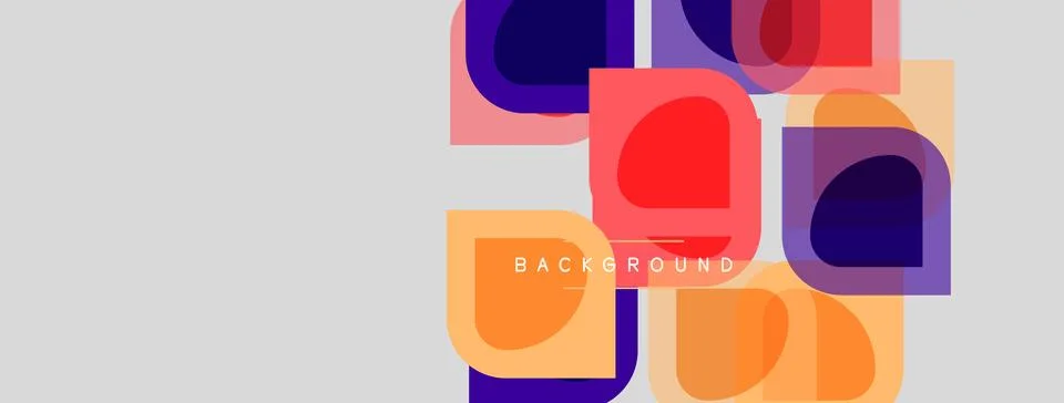 Abstract geometric shapes overlap, creating vibrant color blocks. Minimalist Stock Illustration
