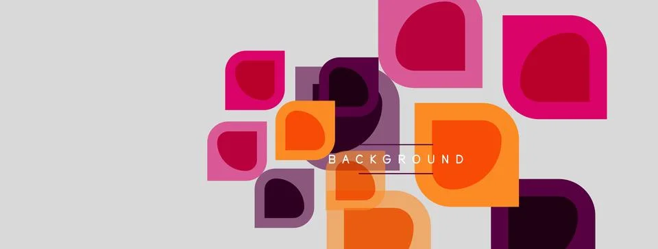 Abstract geometric shapes overlap, creating vibrant color blocks. Background Stock Illustration