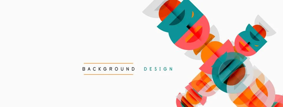 Abstract geometric shapes overlap, creating colorful dynamic background. Text Stock Illustration