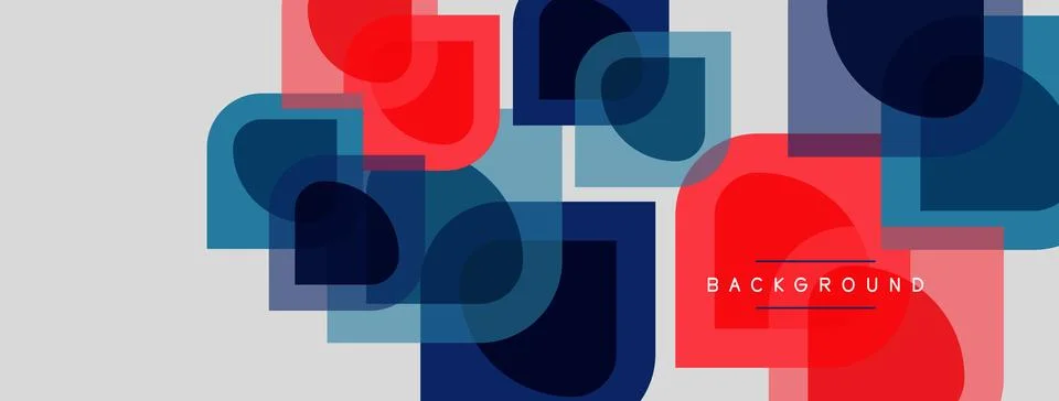 Abstract geometric shapes overlap, creating vibrant color blocks. Minimalist Stock Illustration