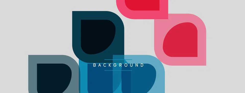 Abstract geometric shapes overlap, creating layered visual effect. Colors Stock Illustration
