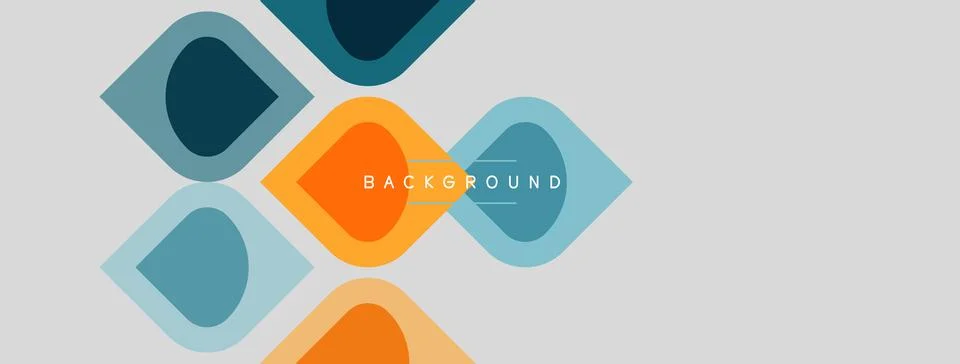 Abstract geometric shapes overlap, creating colorful background. Soft hues Stock Illustration