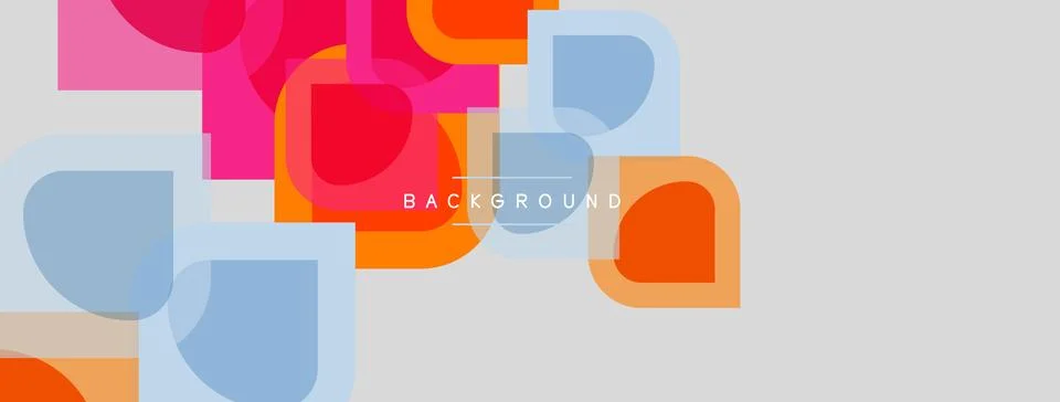 Abstract geometric shapes overlap, creating vibrant colorful background. Soft Stock Illustration
