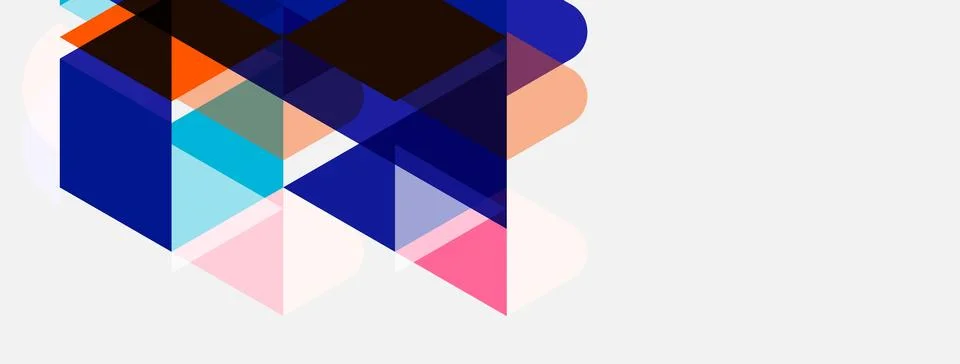 Abstract geometric shapes overlap, creating vibrant color blocks. Composition Stock Illustration