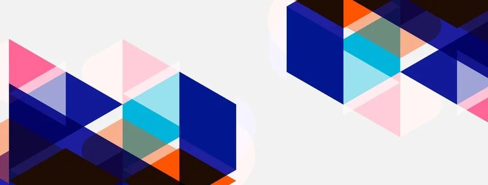 Abstract geometric shapes overlap, creating dynamic composition. Colors inclu Stock Illustration
