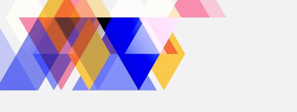 Abstract geometric shapes overlap, creating colorful triangles. Design featur Stock Illustration
