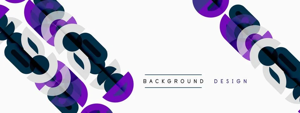 Abstract geometric shapes overlap, creating dynamic purple, black pattern on Stock Illustration