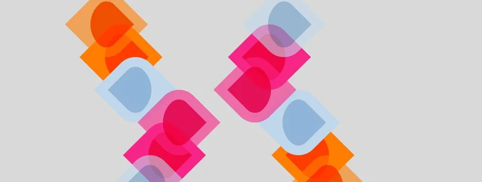 Abstract geometric shapes overlap, creating colorful diagonal pattern. Soft.. Stock Illustration