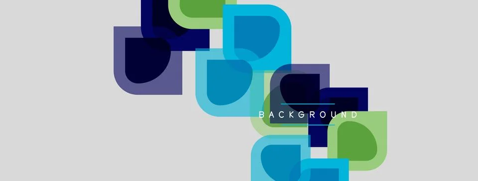 Abstract geometric shapes overlap, creating dynamic composition. Colors inclu Stock Illustration