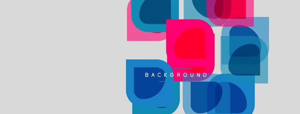 Abstract geometric shapes overlap, creating vibrant color blocks. Minimalist Stock Illustration