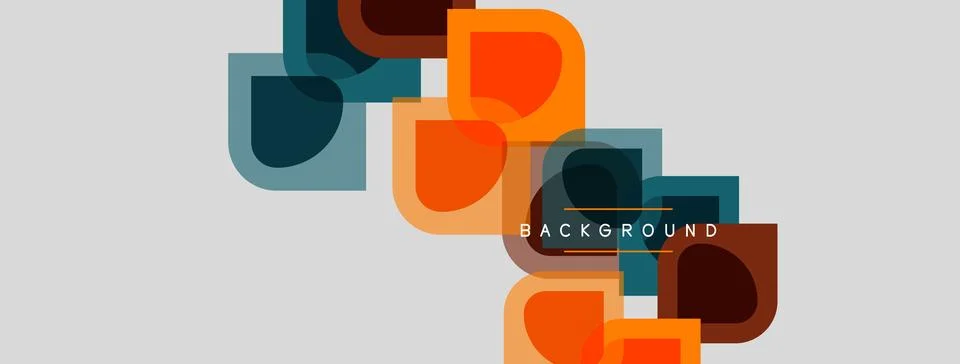 Abstract geometric shapes overlap, creating modern background. Colors include Stock Illustration