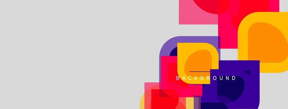 Abstract geometric shapes overlap, creating vibrant colorful background. Mode Stock Illustration