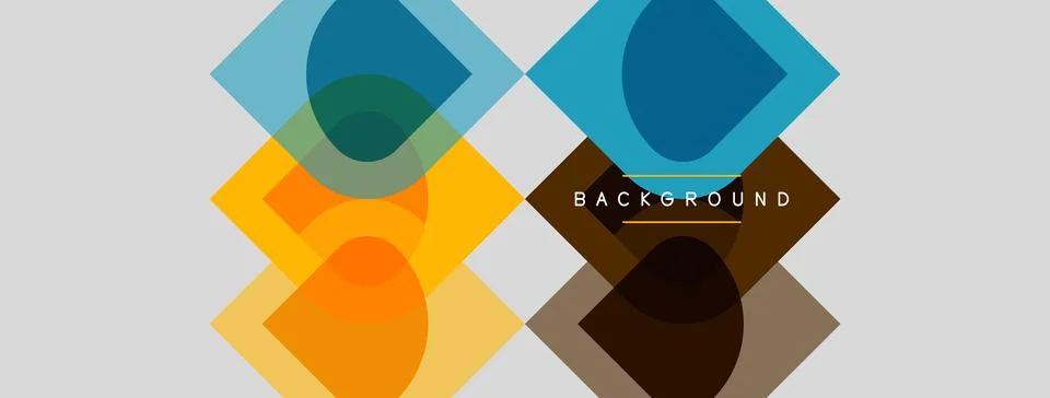 Abstract geometric shapes overlap, creating vibrant color blocks. Design Stock Illustration