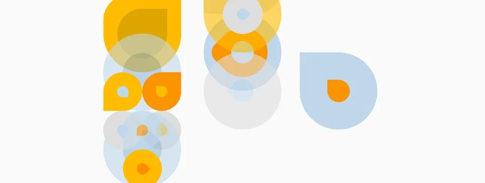 Abstract geometric shapes overlap, creating soft color blends. Yellows, blues Stock Illustration