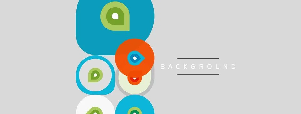 Abstract geometric shapes overlap, creating colorful design. Light gray bac.. Stock Illustration