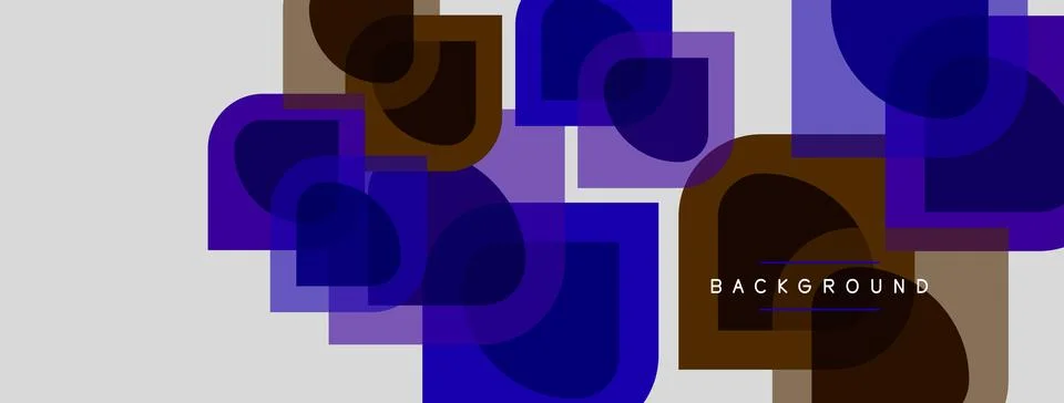 Abstract geometric shapes overlap, creating layered visual effect. Blue, pu.. Stock-Illustration