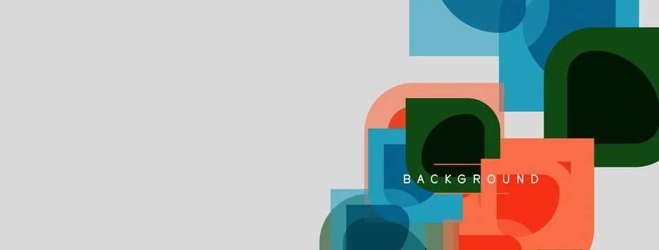 Abstract geometric shapes overlap, creating modern design. Colors include tea Stock Illustration