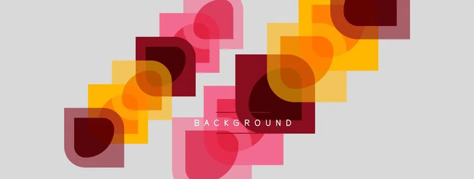 Abstract geometric shapes overlap, creating vibrant color gradients. Backgrou Stock Illustration