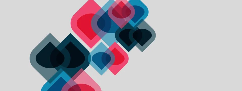 Abstract geometric shapes overlap, creating layered visual effect. Colors Stock Illustration