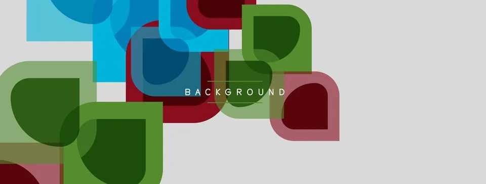 Abstract geometric shapes overlap, creating colorful background. Rectangles, Stock Illustration