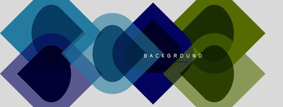 Abstract geometric shapes overlap, creating layered visual effect. Colors ran Illustrazione stock