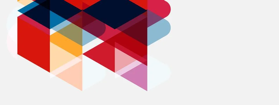 Abstract geometric shapes overlap, creating colorful composition. Soft hues Stock Illustration