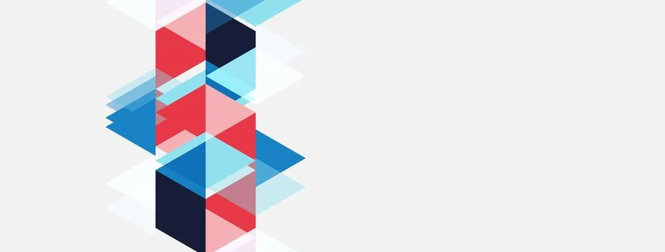 Abstract geometric shapes overlap, creating dynamic composition. Pink, blue, Stock Illustration