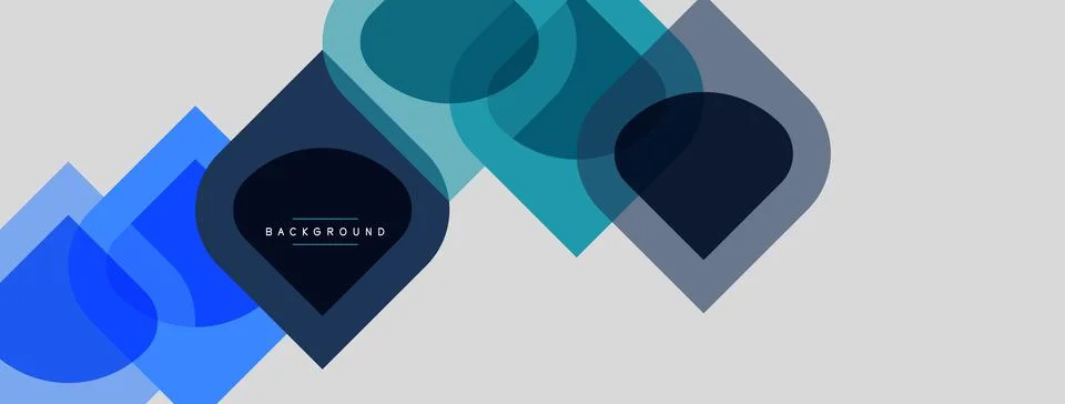 Abstract geometric shapes overlap, creating layered blue tones. Minimalist Stock Illustration