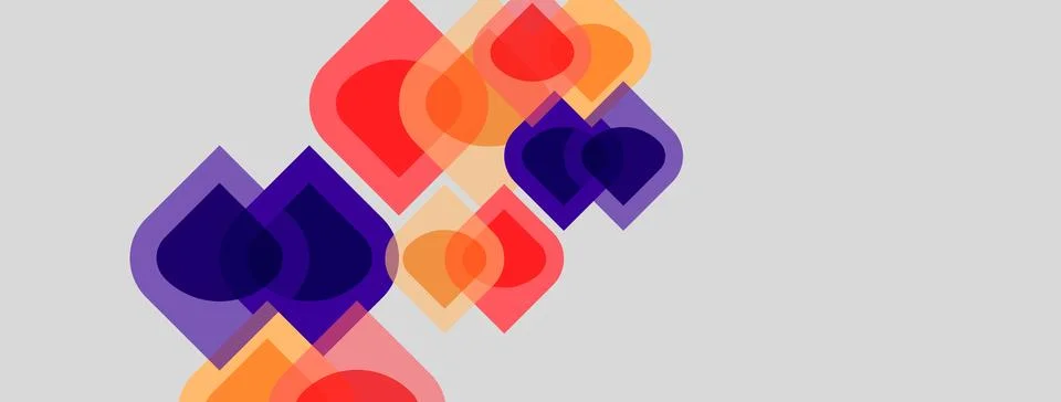Abstract geometric shapes overlap, creating vibrant color gradients. Rounded Stock Illustration
