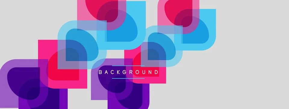 Abstract geometric shapes overlap, creating vibrant color gradients. Backgrou Stock-Illustration