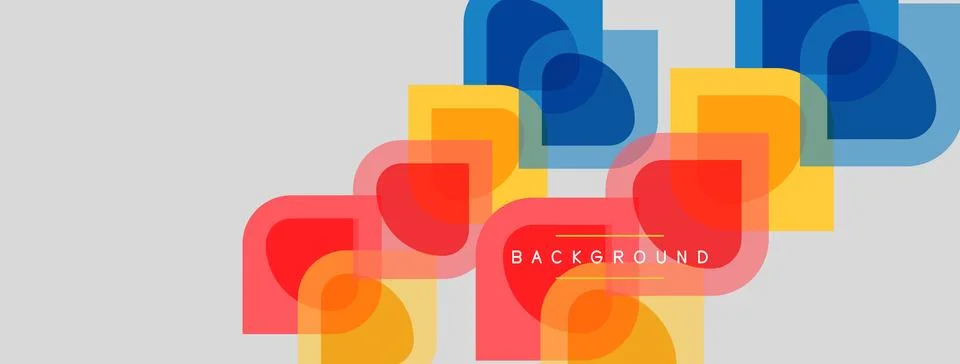 Abstract geometric shapes overlap, creating vibrant color blocks. Background Stock Illustration